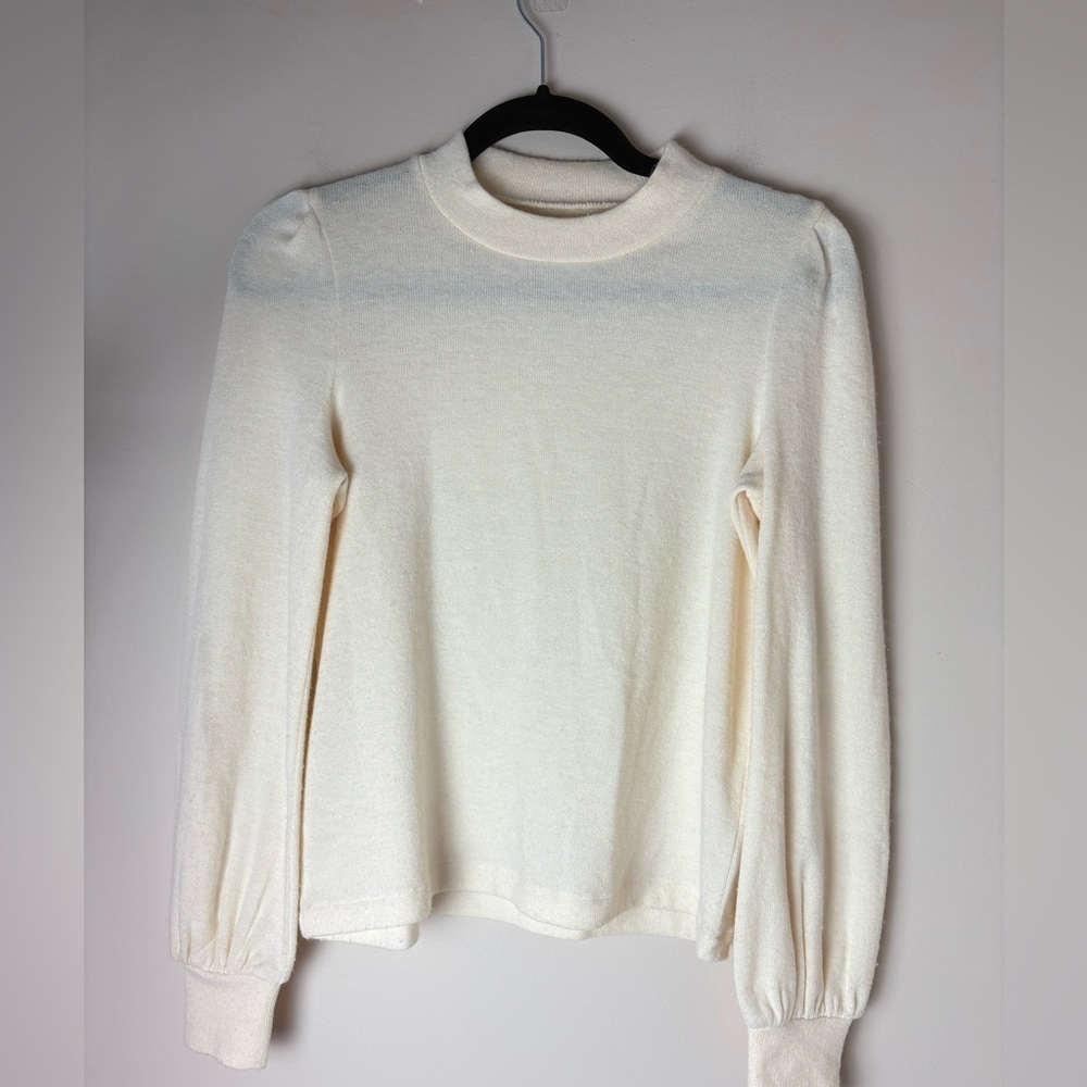 Madewell Women’s Mockneck Puff Sleeve Sweater Cream Size X-Small XS